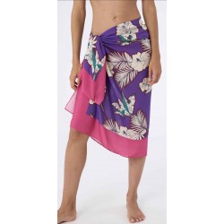 RAGNO EcoSeta freschissimo mussola di viscosa PAREO DI09DP Deep Lake FIORI BLUETTE/FUXIA