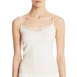 RAGNO Canotta donna TOP SPALLINA D219AE pizzo lana merino fuori cotone sulla pelle BIANCO o NERO