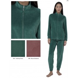 RAGNO Tuta Ciniglia di cotone DC11NO completo collo alto con zip ROSA MALVA o VERDE SCURO