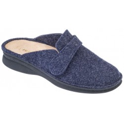 BENEXA ciabatte feltro lana cotta 8495 strappo BLU calzata ampia plantare estraibile predisposte
