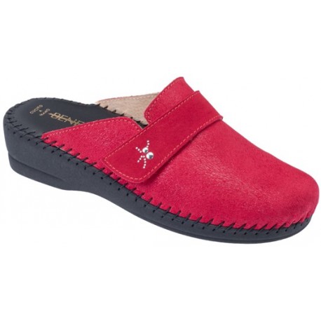 BENEXA ciabatte pelle strappo 8416 ROSSO VELOUR sottopiede plantare imbottito morbido