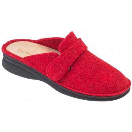 BENEXA ciabatte feltro lana cotta 8495 strappo ROSSO calzata ampia plantare estraibile predisposte