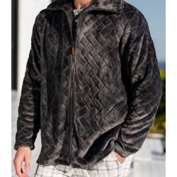 BARANDI vestaglia pile unisex MARCO-3 giacca zip corta invernale cerniera tasche GRIGIO SCURO