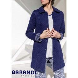 BARANDI vestaglia corta donna PIA-31 misto cotone trapuntato BLU tasche bottoni colletto