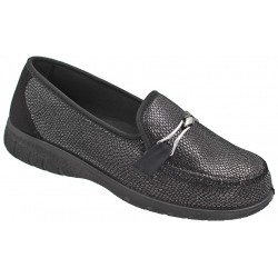 PODOLINE scarpe elasticizzate mocassini ITALA setaflex STRETCH NERO PERLATO