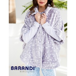 BARANDI mantellina poncho vestaglia pile donna ANNE-31 corta invernale bottoni tasche GRIGIO
