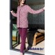BARANDI tuta pigiama in flanella di cotone EDITH-12 con cerniera tasche MACULATO BORDEAUX