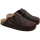 LOWENWEISS sabot pantofole ciabatte pelle oliata BELT LEATHER tirolesi sughero T.MORO con cinturino