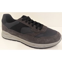 LOREN scarpe uomo lacci G0356 pelle scamosciata GRIGIO plantare estraibile memory