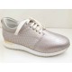 LOREN scarpa donna pelle traforata lacci plantare estraibile C3731 PERLATO CHAMPAGNE