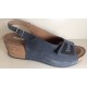LOREN sandali zeppa sughero con strappo Q6911 zatterone scamosciato plantare morbido pelle BLU