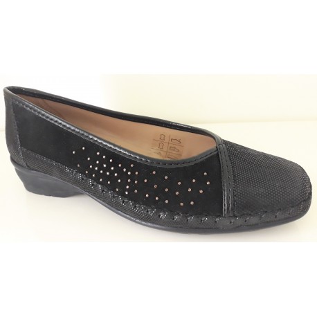 LOREN scarpe decollete ballerina K3967 morbidissima pelle NERO plantare soft ST.PUNTO/SCAMOSC.