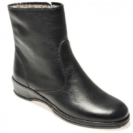 SANAGENS stivaletto polacchino pelliccetta con zip FAMORBIDO 154 pelle vitello NERO