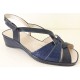 SANAGENS sandali eleganti zeppa 4cm FAMORBIDO 132 morbida pelle BLEU intreccio