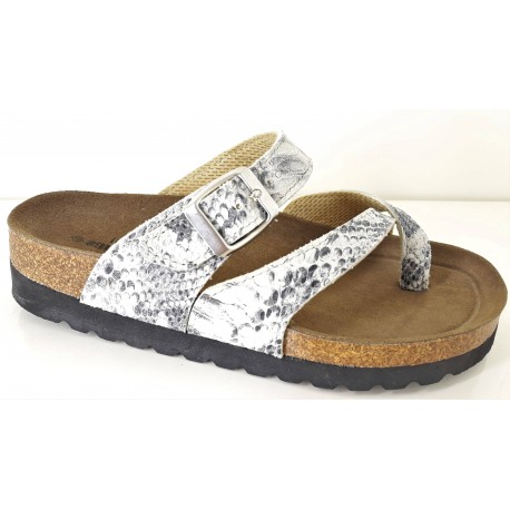 SANAGENS ciabatte infradito pianelle fondo sughero MASAI 405 con fibbia GRIGIO ROCCIA