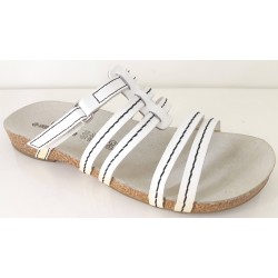 SANAGENS ciabatte pianelle sughero striscioline pelle MASAI TWIST 427 regolabile BIANCO 