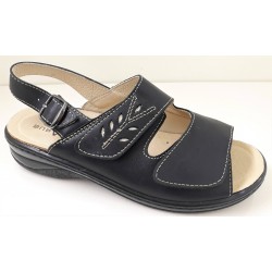 SANAGENS sandali 2 strappi BURATTO 253 pelle/setaflex plantare estraibile NERO 