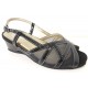 LOREN sandali pelle/tulle/vernice L8086 zeppa 4,5cm calzata comoda plantare ortopedico estraibile NAPLAK NERO