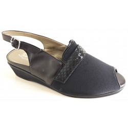 LOREN sandali pelle/setaflex elasticizzati L7828 plantare estraibile NERO 