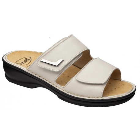 SCHOLL ciabatte pelle 2 fasce strappi MIETTA 2.0 GHIACCIO plantare estraibile BioPrint 