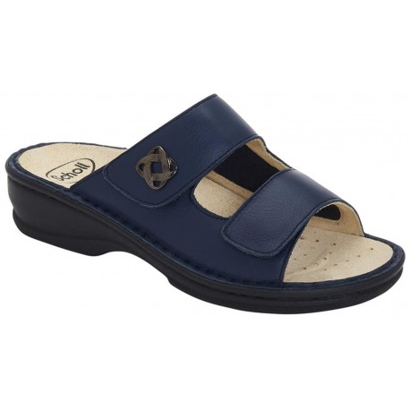 SCHOLL ciabatte pelle 2 fasce strappo EMILIA BLU inserto alluce valgo plantare estraibile BioPrint Removable