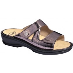 SCHOLL ciabatte 2 fasce con strappi NEVIA PELTRO pelle plantare estraibile BioPrint