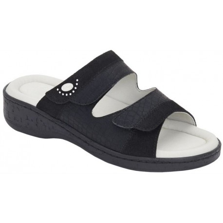 SCHOLL ciabatte ROSCA MARINELLA pelle NERO plantare morbido Memory 2 strappi