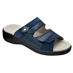 SCHOLL ciabatte ROSCA MARINELLA pelle BLU NAVY plantare morbido Memory 2 strappi