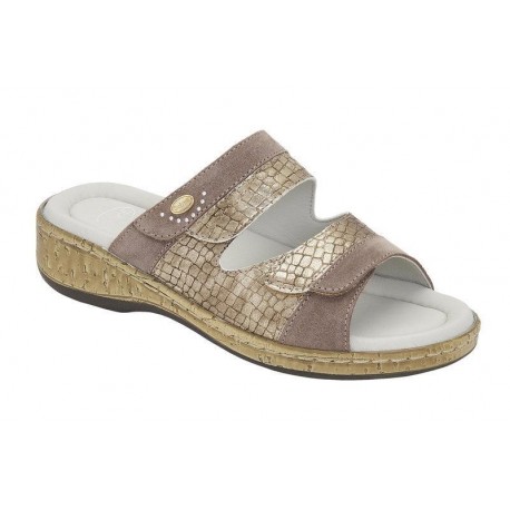 SCHOLL ciabatte ROSCA MARINELLA pelle TORTORA TAUPE plantare morbido Memory 2 strappi