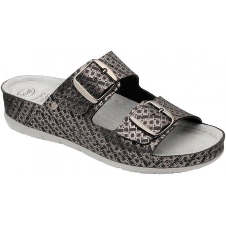 SCHOLL ciabatte ABERDEEN 2 fasce con fibbia ANTRACITE plantare morbido Memory 