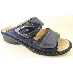 LOREN ciabatte donna 2 strappi plantare estraibile M2724 BLU perla/satinato 