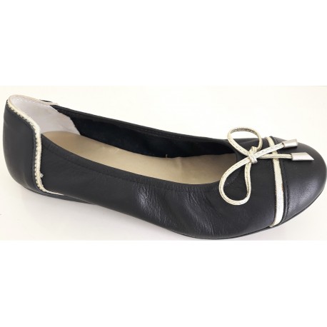 SABRINAS scarpe donna BALLERINA 35700 LONDON pelle morbida NERO/ORO fiocco