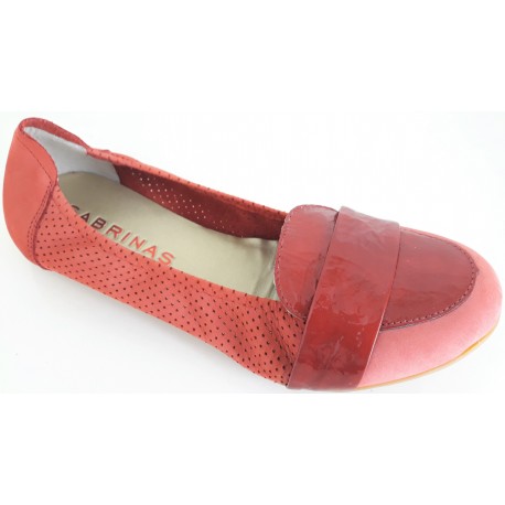 SABRINAS scarpe donna BALLERINA 35704 LONDON pelle morbida nabuk ROSSO traforata