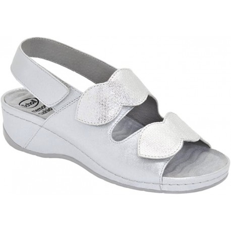 SCHOLL sandali pelle 2 fasce strappi NIVES SANDAL ARGENTO plantare estraibile massaggio onde