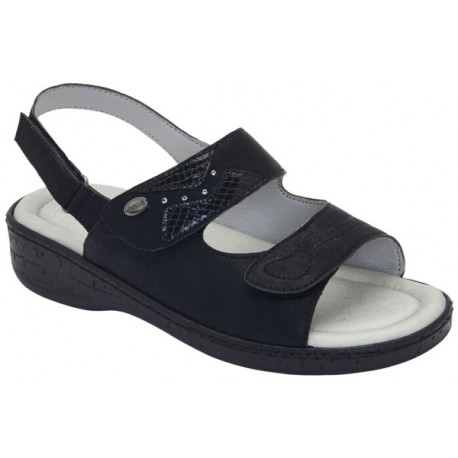 SCHOLL sandali ROSCA MARINELLA SANDAL pelle NERO plantare morbido Memory 2 strappi