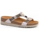 SCHOLL ciabatte sandali NEW BOGOTA' WEDGE plantare BioPrint ARGENTO/BRONZO perline pietre