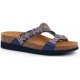 SCHOLL ciabatte sandali NEW BOGOTA' WEDGE plantare BioPrint NAVY BLUE perline pietre