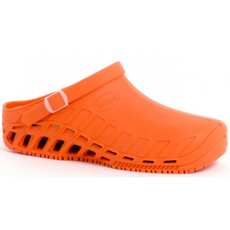 SCHOLL zoccolo professionale lavoro EVO ARANCIO scarpa gomma cinturino plantare estraibile