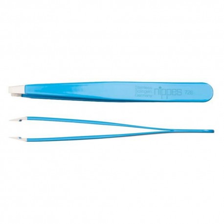 NIPPES Solingen PINZETTA acciaio inox 728 PIATTA STRETTA azzurra