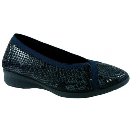 LOREN scarpe decollete ballerina W9111 morbidissime STRETCH BLEU plantare soft PITONE