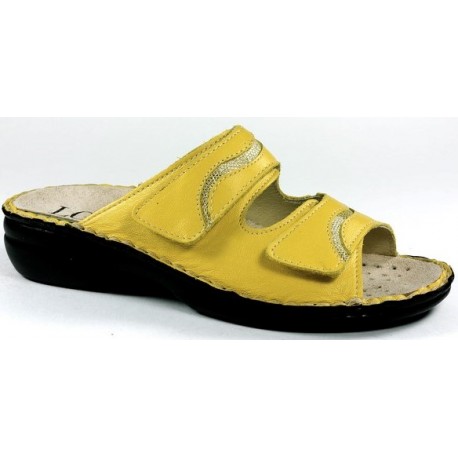 LOREN ciabatte donna pelle 2 strappi M3075 predisposta plantare estraibile LEMON GIALLO