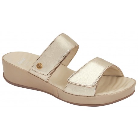 SCHOLL ciabatte CHRISTY 3.0 pelle scamosciata stampata PLATINO plantare morbido Massage Memory 2 strappi