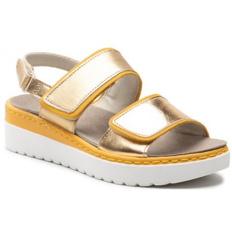 SCHOLL sandali pelle 2 fasce strappi VIAREGGIO STRAP ORO plantare estraibile Memory