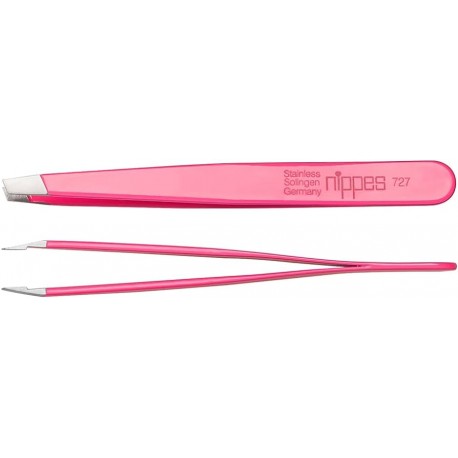 NIPPES Solingen PINZETTA acciaio inox 727 OBLIQUA rosa