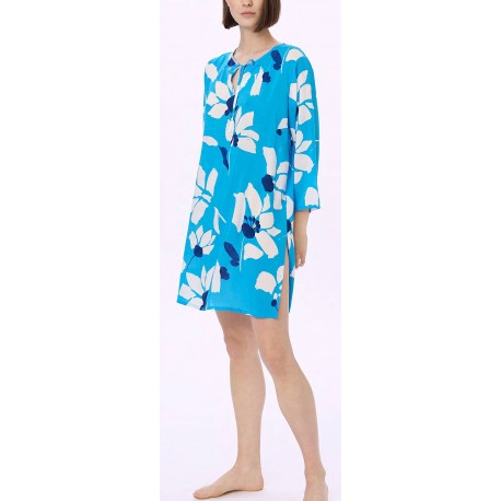 RAGNO Abito Chemisier EcoSeta mussola di viscosa DN11DE caftano scollo v BLUETTE DANUBIO 