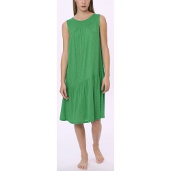 RAGNO Abito viscosa smanicato DM61DA lungo svasato balza sul fondo BLU o VERDE freschissimo