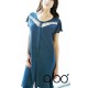 Q BO' camicia notte leggera 16004 tutta aperta bottoni manica corta cotone modal BLU o AZZURRO