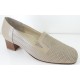 MEDIMA scarpe estive eleganti traforate 30811 CREMONA tacco 5cm pelle nappa BEIGE suola cuoio