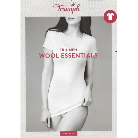 TRIUMPH maglietta donna WOOL ESSENTIALS SHIRT03 mezza manica lana BIANCO 1 pezzo