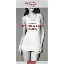 TRIUMPH canotta donna YSELLE BASICS SHIRT02 spalla larga cotone NERO canottiera pizzo 1 pezzo